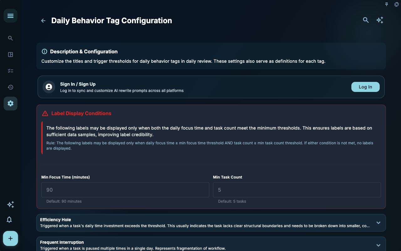 Anomaly check settings