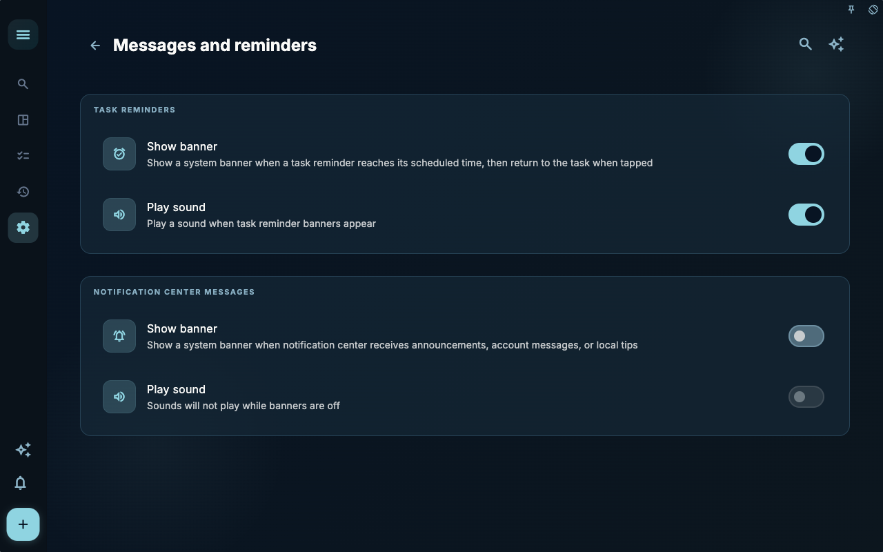 Message reminder settings